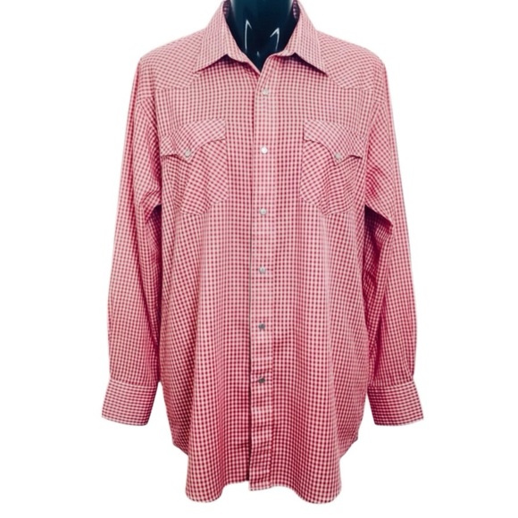 H bar C Other - Vintage 60s H Bar C California Ranchwear Red White Gingham Button Western Shirt